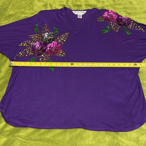 Vintage Western Connection 2 Piece Purple Embellished Boxy Blouse and Skirt - Picture 4 of 9